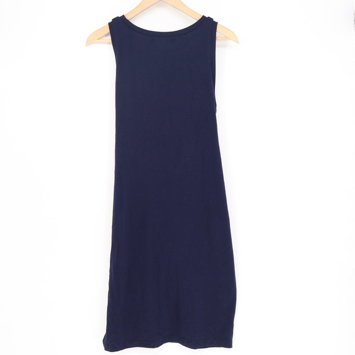 LILLUSORY Navy Blue Front Tie Knot Ruched Sleeveless Mini Dress Size L