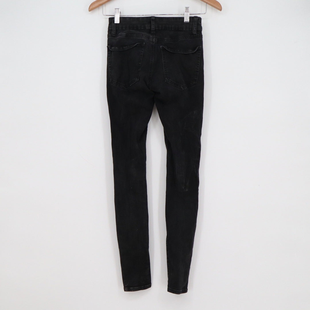Black Distressed Skinny Jeans Women's Stretch Denim Ripped Edgy RN 24x28