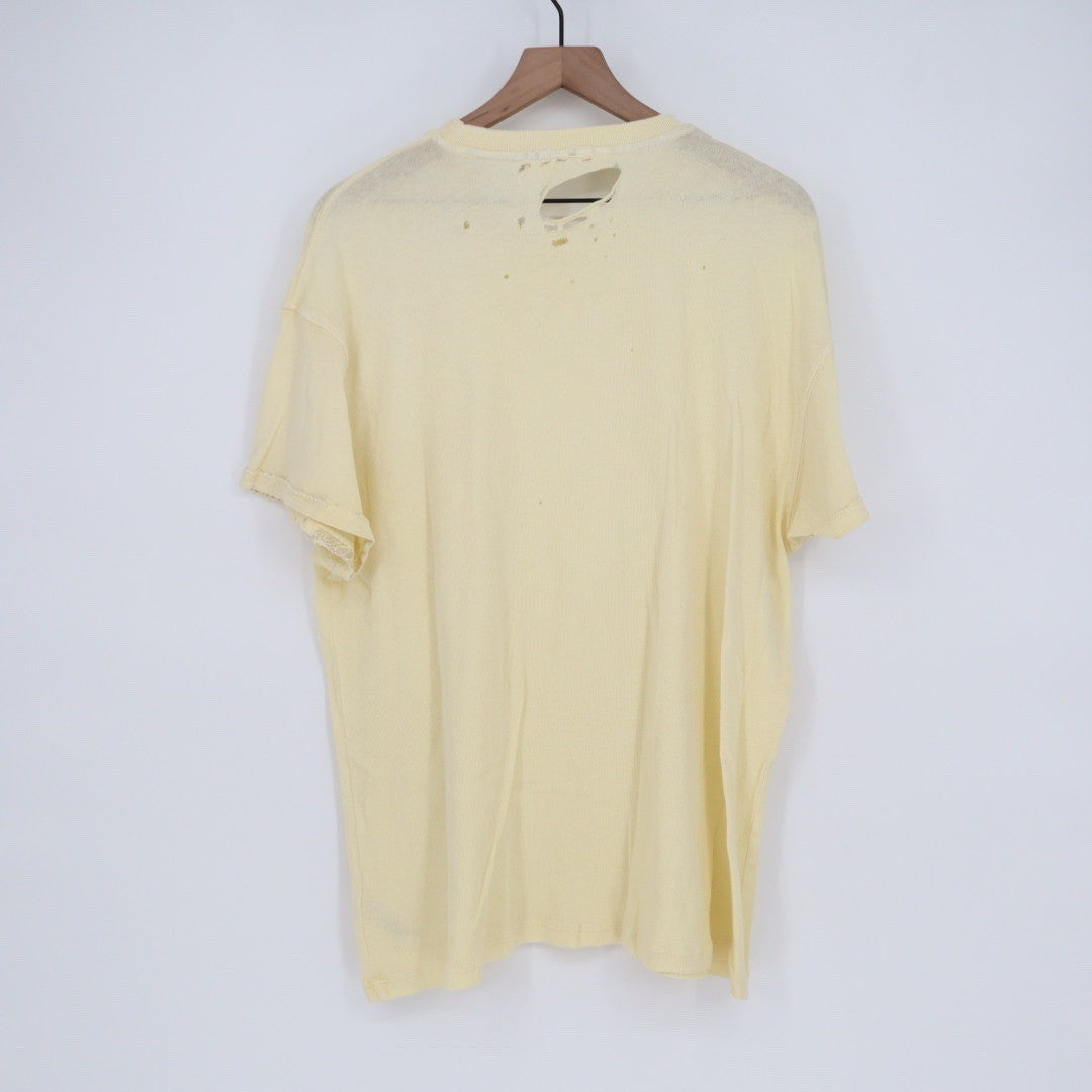 We The Free Distressed Cream Yellow Oversized Pocket Tee T Shirt Medium