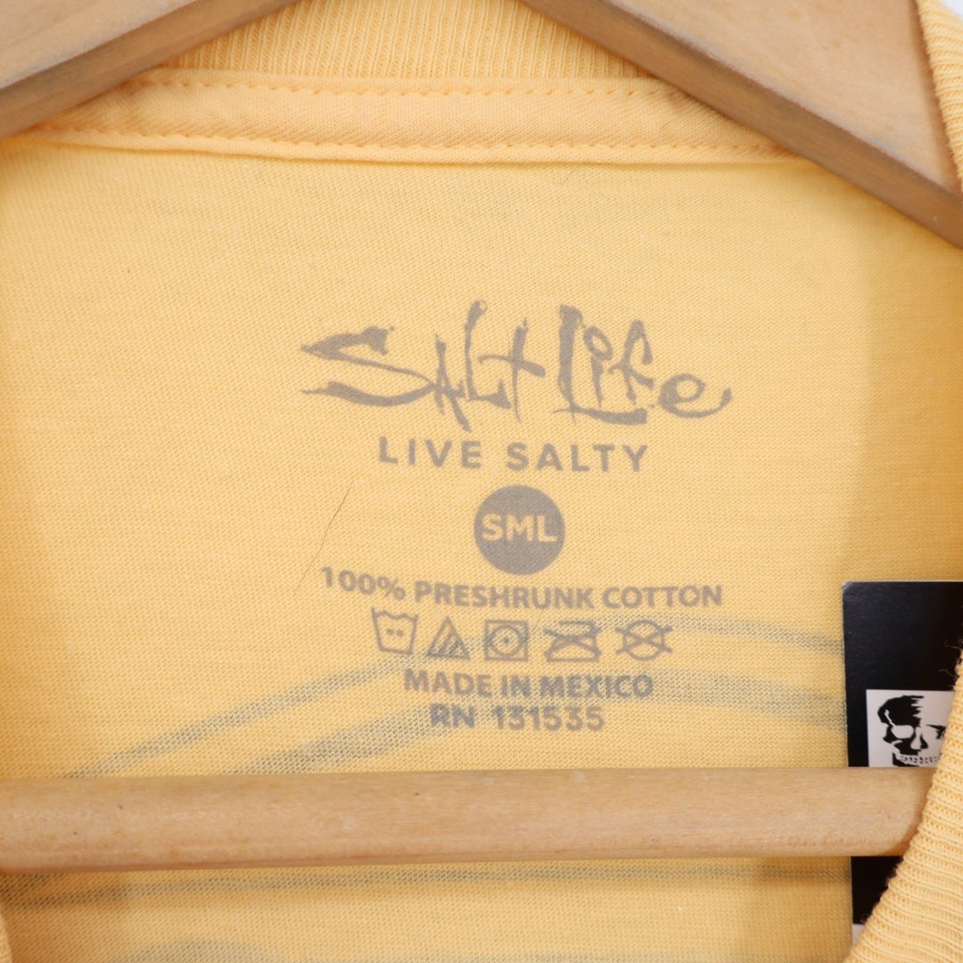Salt Life T-Shirt Mens S Yellow Graphic Cotton Short Sleeve Crew Neck Pullover