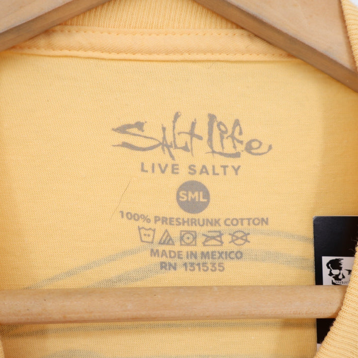 Salt Life T-Shirt Mens S Yellow Graphic Cotton Short Sleeve Crew Neck Pullover