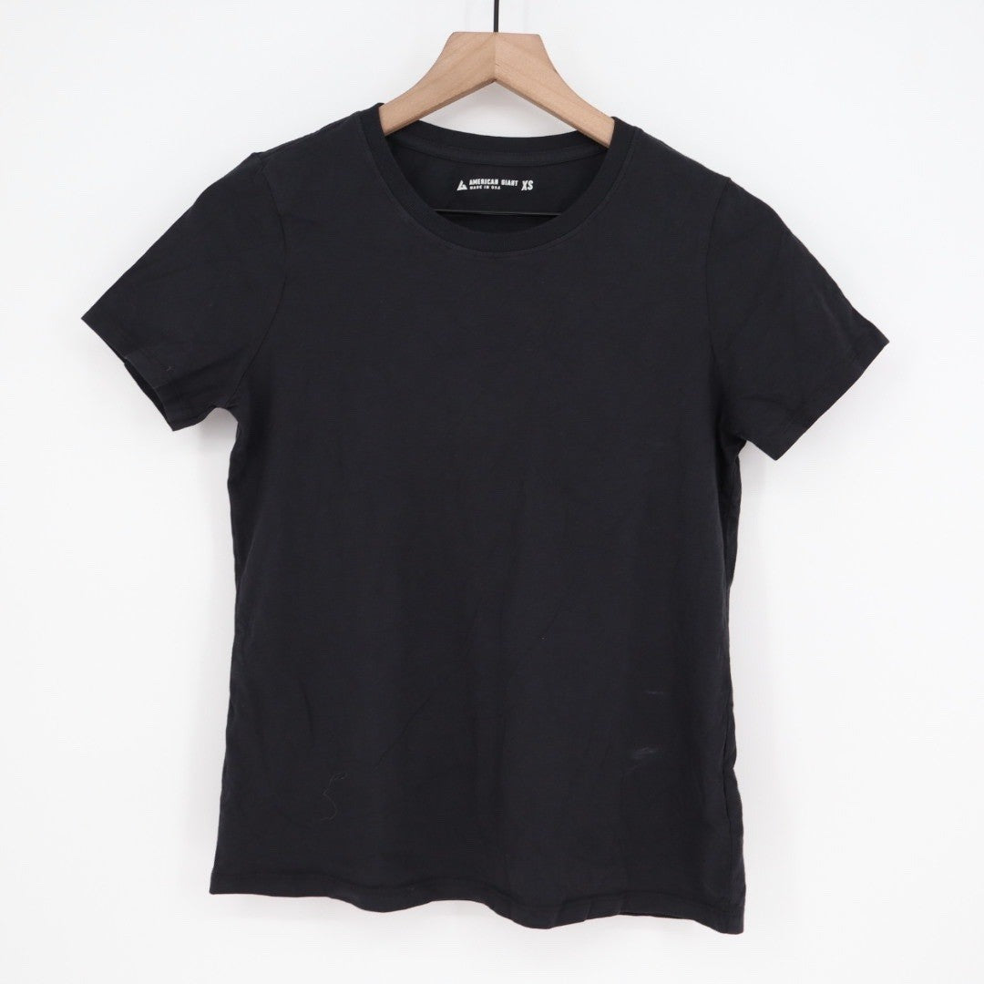 American Giant Classic Black Cotton Crew Neck T Shirt Made in USA XS