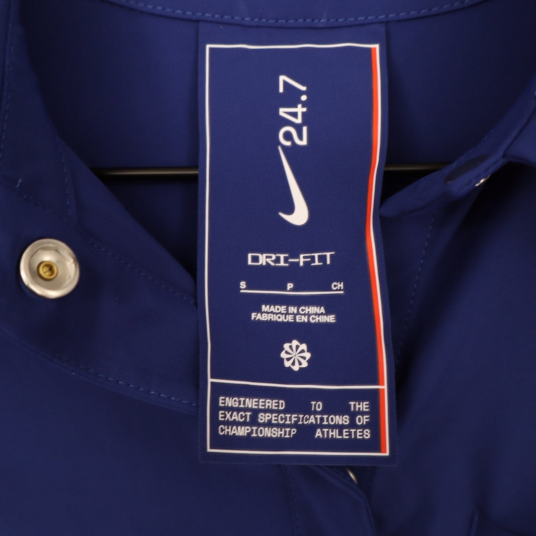 Nike 24.7 Dri-FIT Womens Royal Blue Button Up Shirt Small NEW