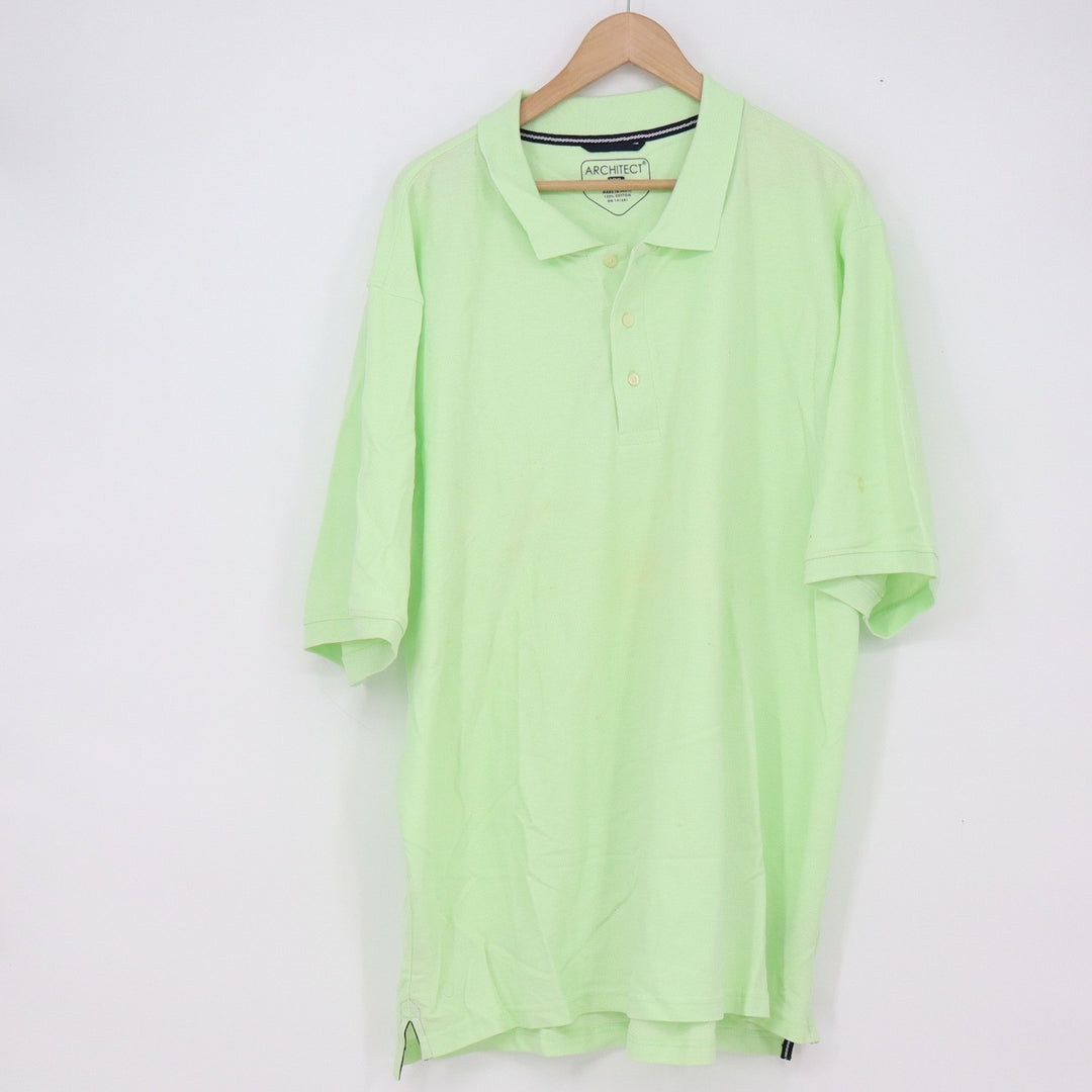 Architect Polo Shirt Mens XXL Lime Green Short Sleeve Pique Cotton Good
