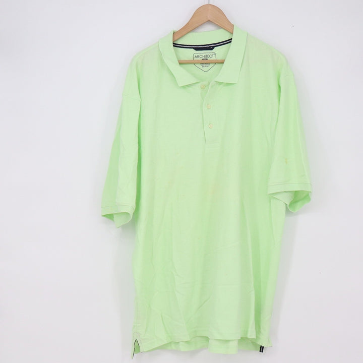 Architect Polo Shirt Mens XXL Lime Green Short Sleeve Pique Cotton Good