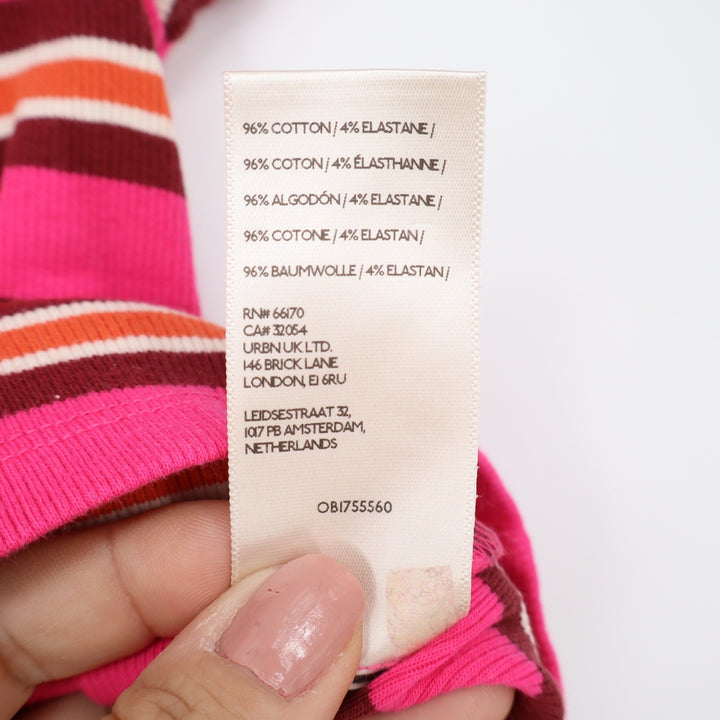 Maeve Anthropologie Womens Pink Striped Ribbed Short Sleeve Baby Tee M