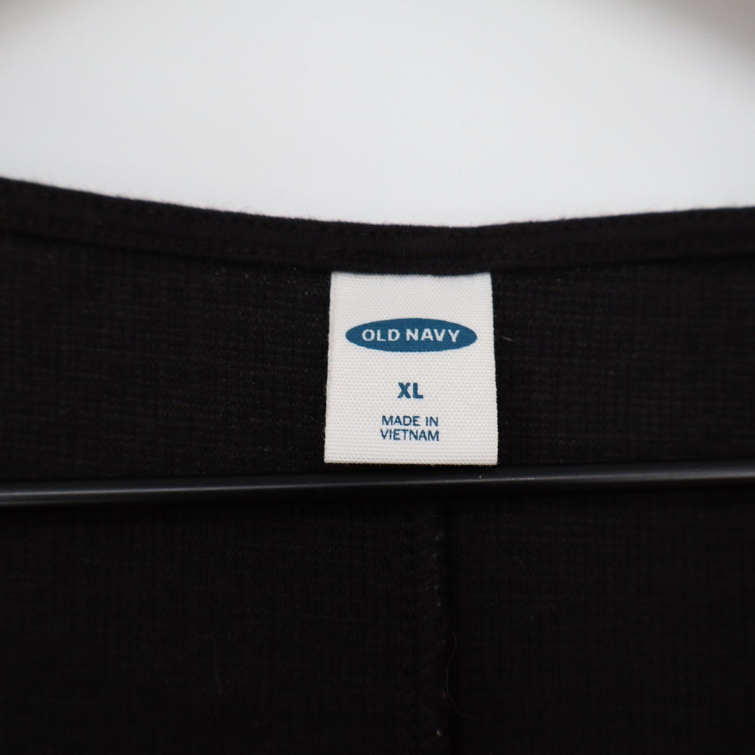 Old Navy Womens XL Black Waffle Knit Button Front Tie Hem Vest Top