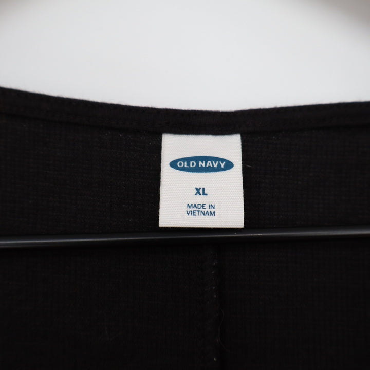 Old Navy Womens XL Black Waffle Knit Button Front Tie Hem Vest Top