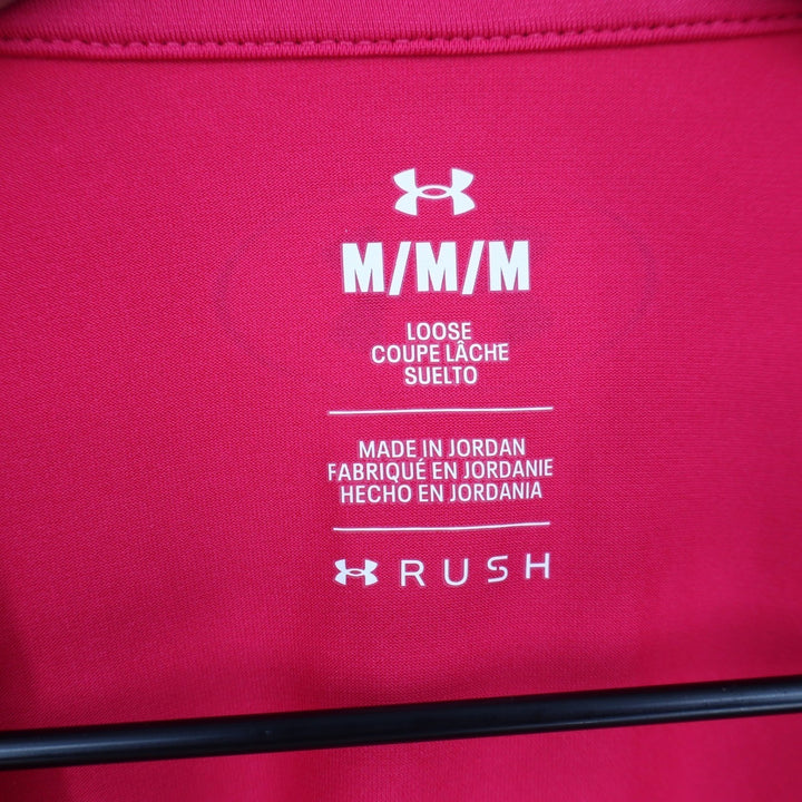 Under Armour Rush Mens Medium Pink Short Sleeve Loose Fit Athletic Tee