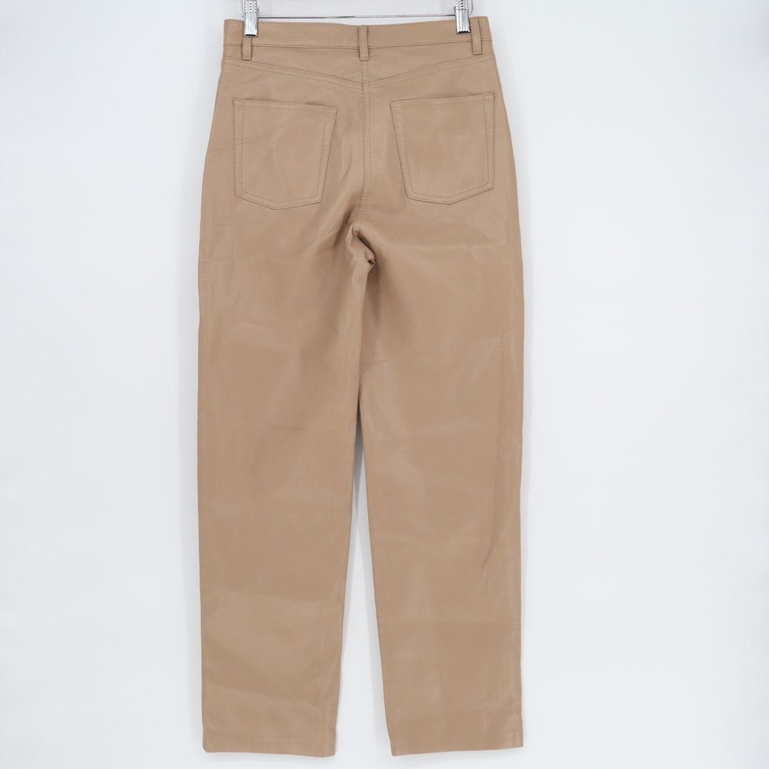 Wilfred Melina High Waisted Vegan Faux Leather Straight Leg Pants Beige Tan 4