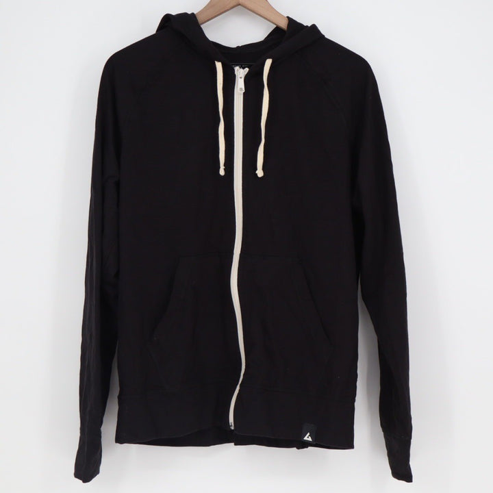 American Giant Black Full Zip Hoodie Made in USA Raglan Sleeve Size L