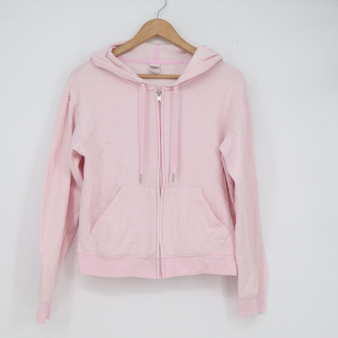 Auden Womens Pink Full Zip Fleece Hoodie Sweatshirt Size M Pockets
