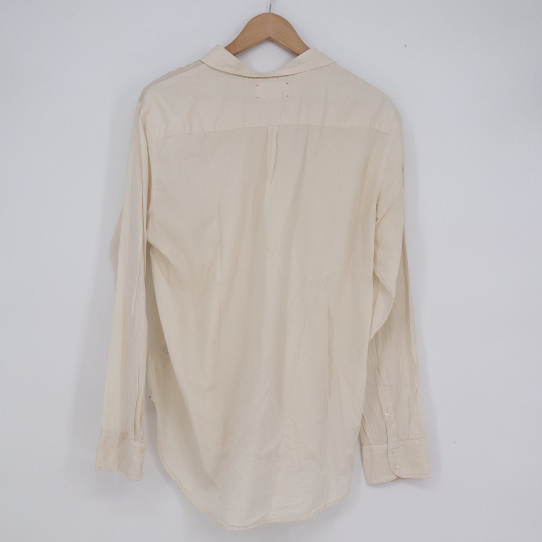 Xirena Beau Cotton Button Down Shirt Cream Ivory Long Sleeve Made in USA Size M