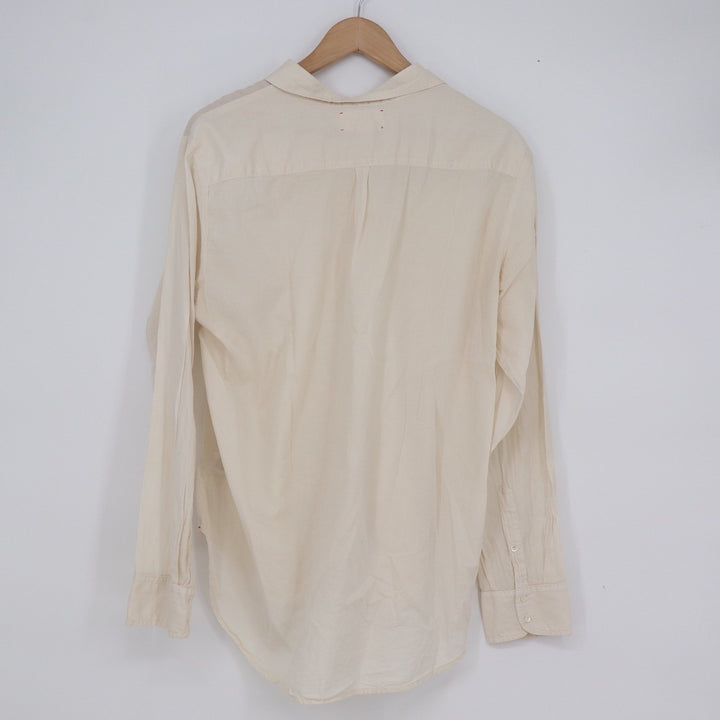 Xirena Beau Cotton Button Down Shirt Cream Ivory Long Sleeve Made in USA Size M