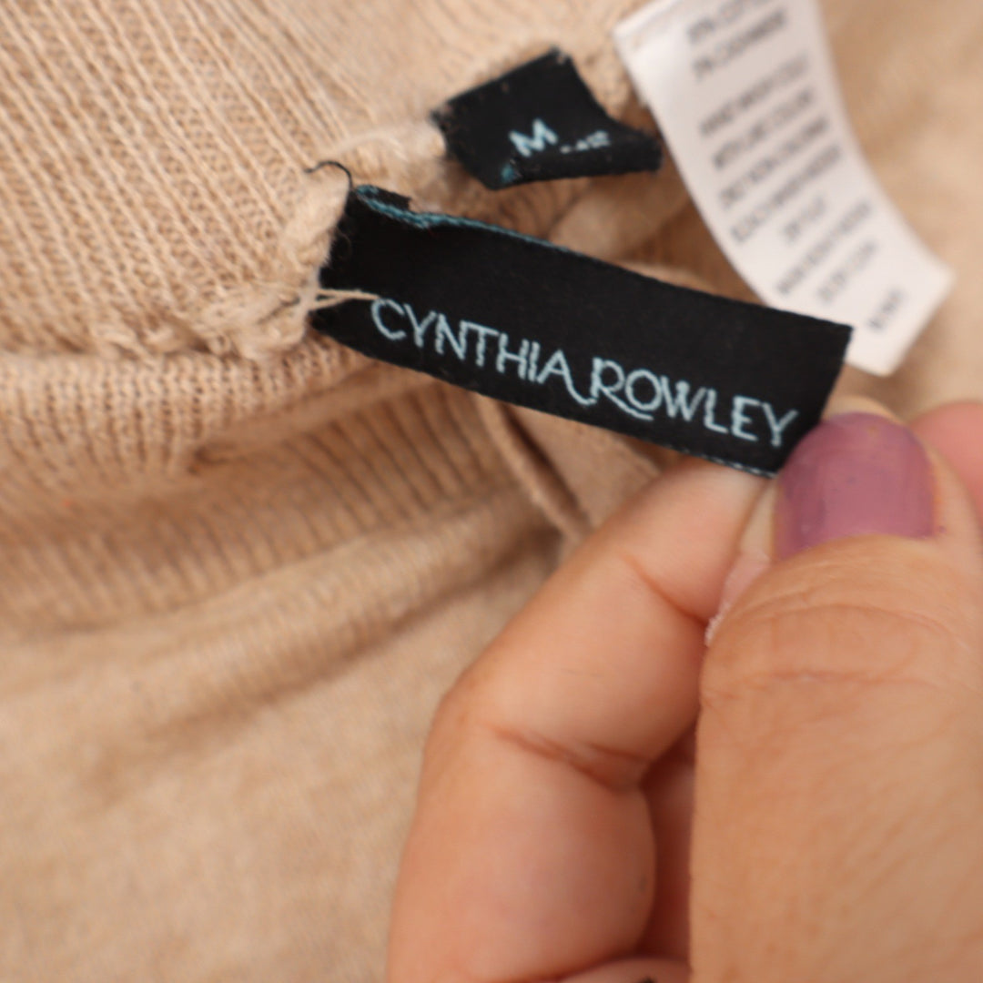 Cynthia Rowley Tan Beige Cotton Cashmere Knit Jogger Pants Womens Medium