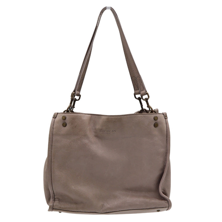 American Leather Co Taupe Leather Triple Compartment Shoulder Bag Tote