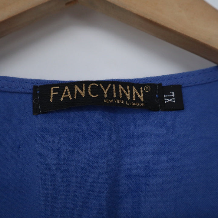 Fancyinn Blue Two Piece Set Ruffle Crop Top Wide Leg Pants XL Summer Vacation