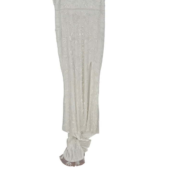 Lulus Everlasting Vows White Beaded Sequin Mermaid Maxi Dress Size XL