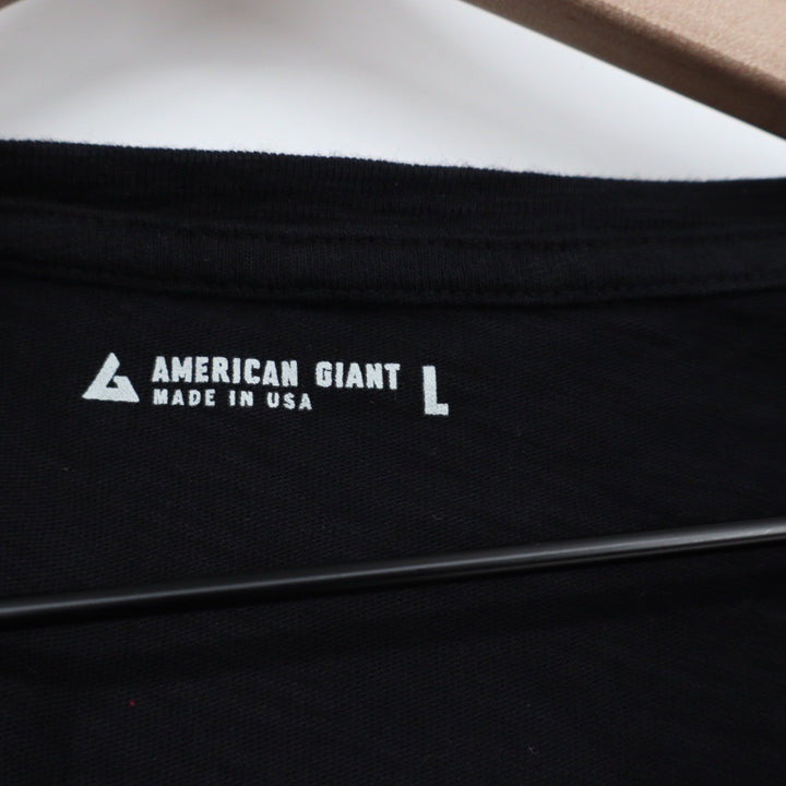 American Giant Womens Black V Neck T Shirt Size Large Made in USA Cotton Basic