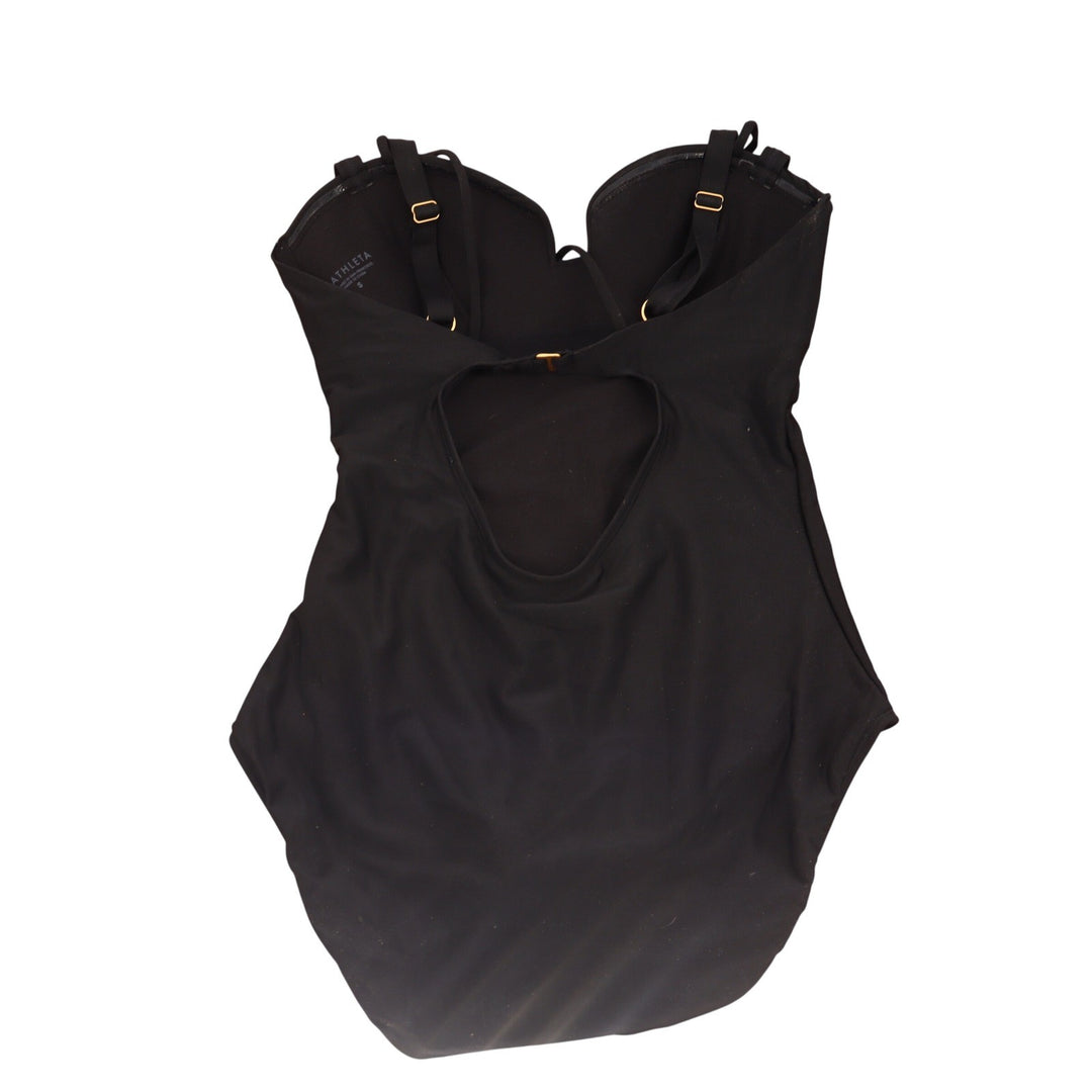 Athleta One Piece Swimsuit Women's S Sweetheart Cutout Black Ruched Excellent