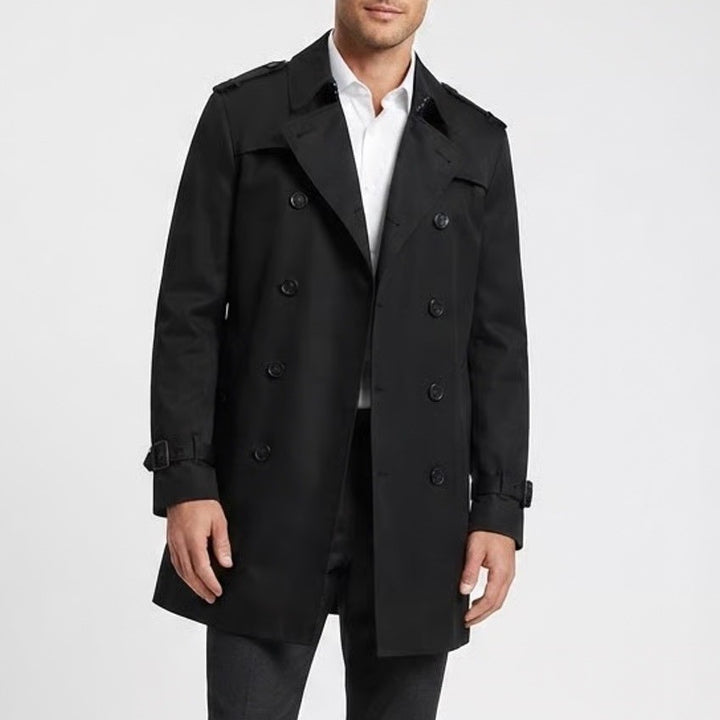 Banana Republic Mens Black Double Breasted Trench Coat Jacket Size M