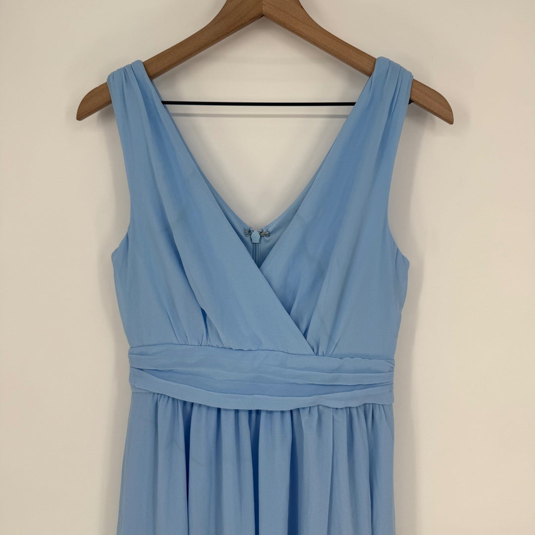 Lulus Thoughts Of Hue Light Blue Surplice Maxi Dress Size S
