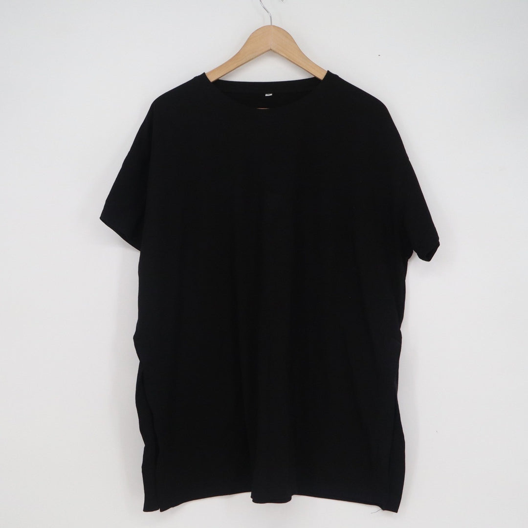 Black Short Sleeve Crew Neck T-Shirt Relaxed Fit Cotton Blend XL