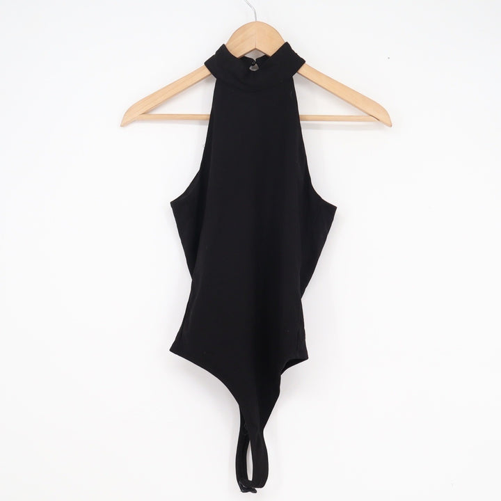 Privacy Please Womens Black Halter Neck Keyhole Back Bodysuit Size XS