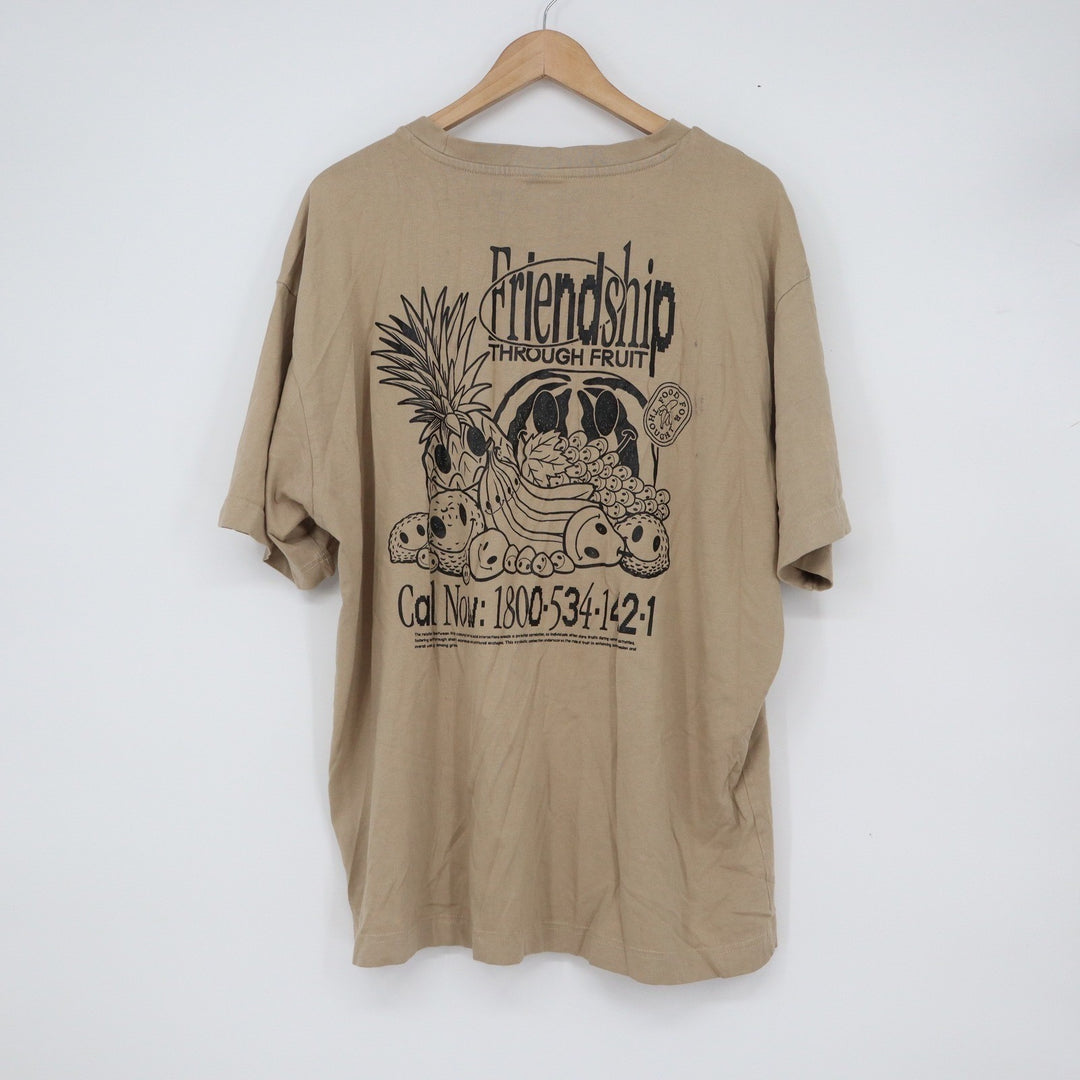 Cotton On Friendship Through Fruit Box Fit Graphic T-Shirt Tan XXL