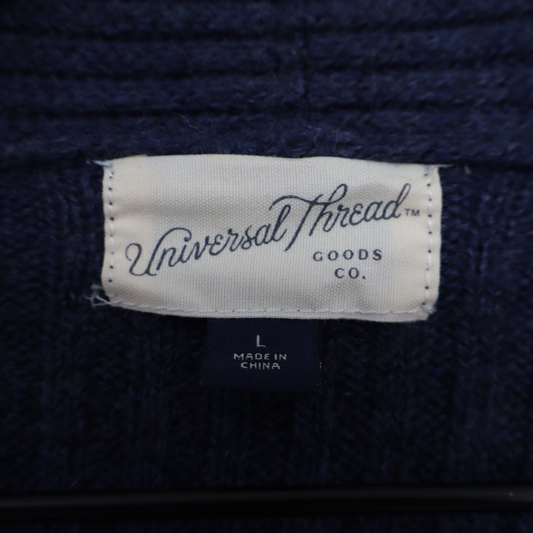 Universal Thread Navy Blue Ribbed Duster Cardigan Sweater Large Open Front
