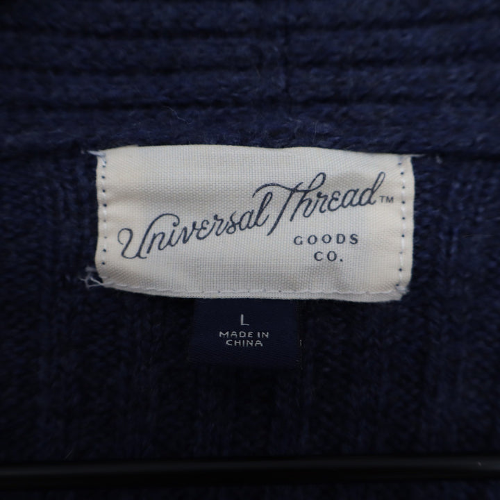Universal Thread Navy Blue Ribbed Duster Cardigan Sweater Large Open Front