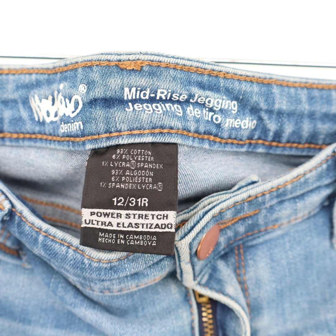 Mossimo Denim Light Wash Mid-Rise Power Stretch Jeggings Size 12/31R Blue Skinny