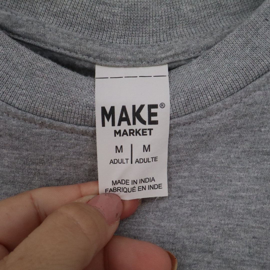 Make Market Mens Medium Gray Football Highland Cow Graphic Crewneck Sweatshirt