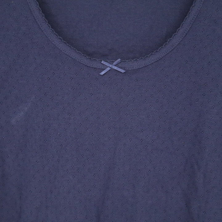 Charter Club T-Shirt Womens Large Navy Cotton Round Neck Long Sleeve Pullover