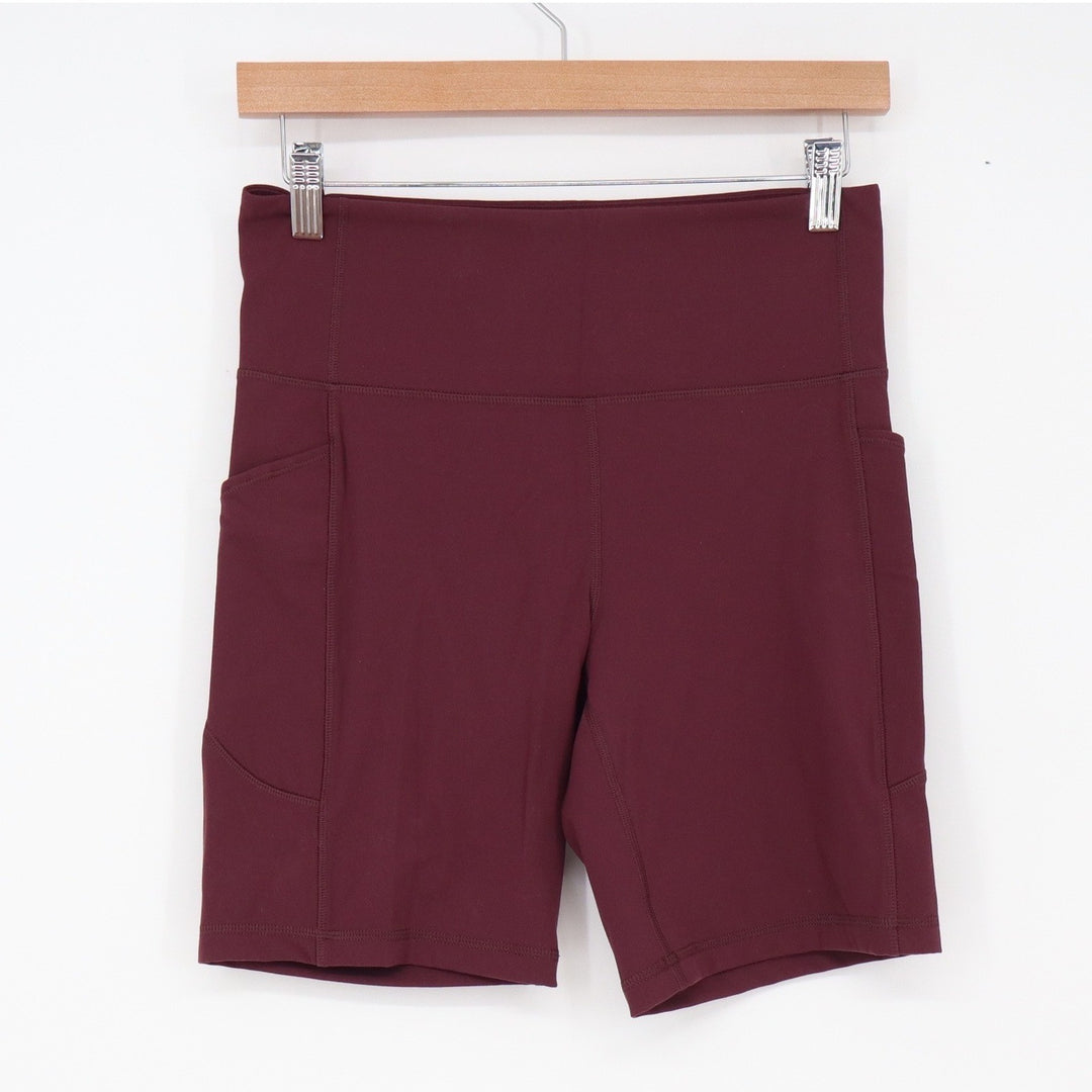 CRZ YOGA Shorts Womens 8 Naked Feeling Burgundy Side Pockets Athletic Excellent