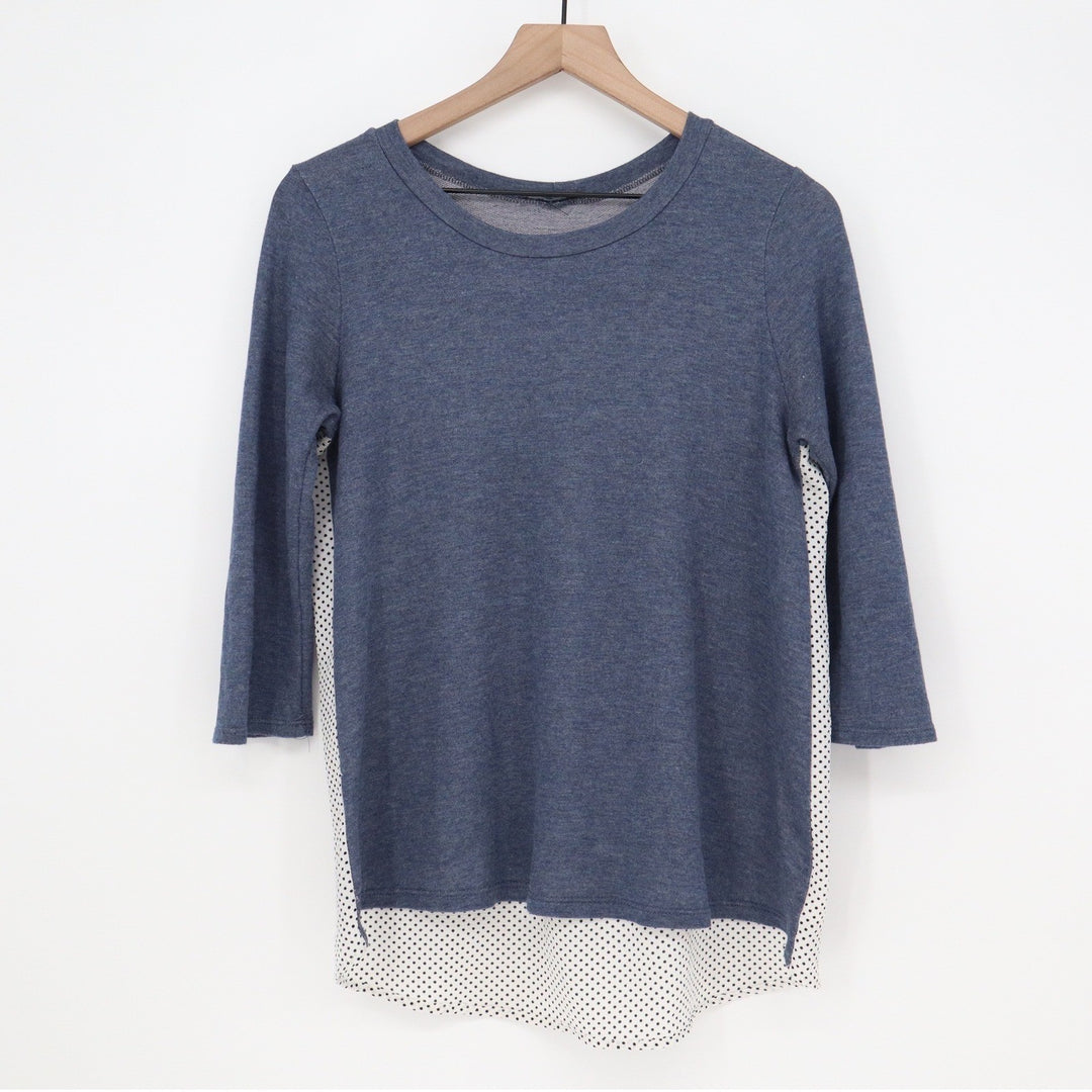 Papermoon Top Women's S Blue Polka Dot Mixed Media Excellent