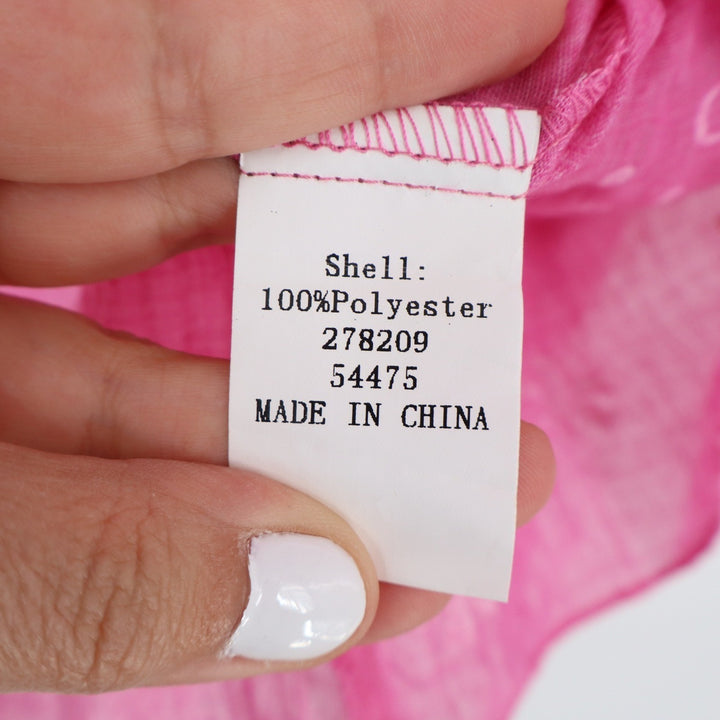 Pink Floral Asymmetrical Sharkbite Hem Tunic Blouse Long Sleeve Size S