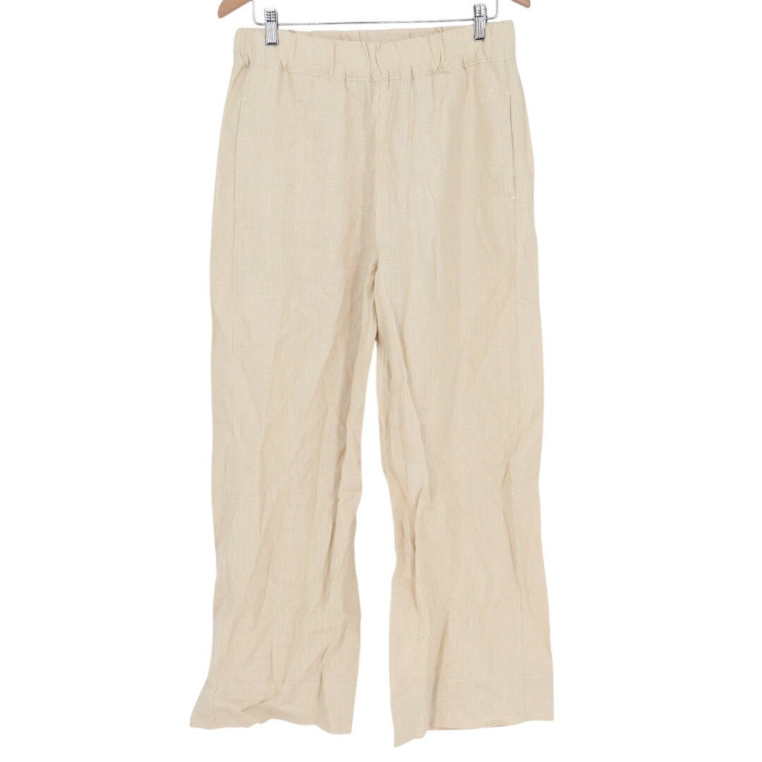 American Giant Pants Womens Medium Beige Linen Wide Leg Made In USA