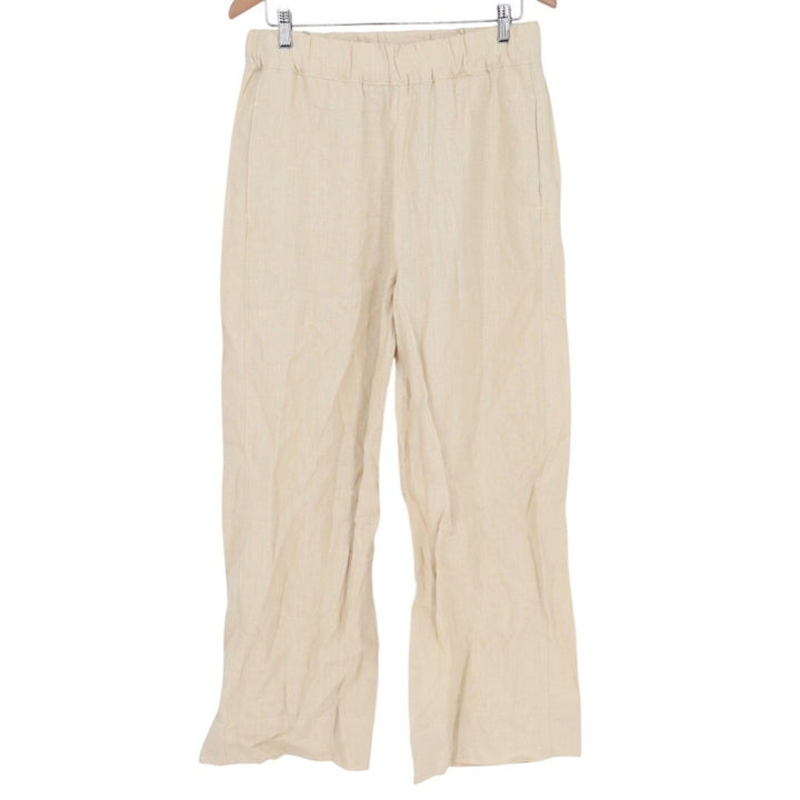 American Giant Pants Womens Medium Beige Linen Wide Leg Made In USA