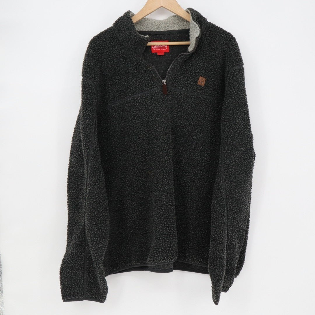 Coleman Sherpa Jacket Mens XL Black 1/4 Zip Long Sleeve Mock Neck Outdoor Wear