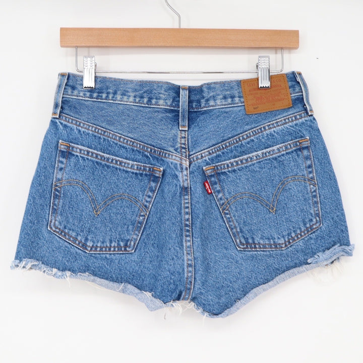Levi's Shorts Womens 27 501 Original Premium Blue Distressed Cut Off Excellent