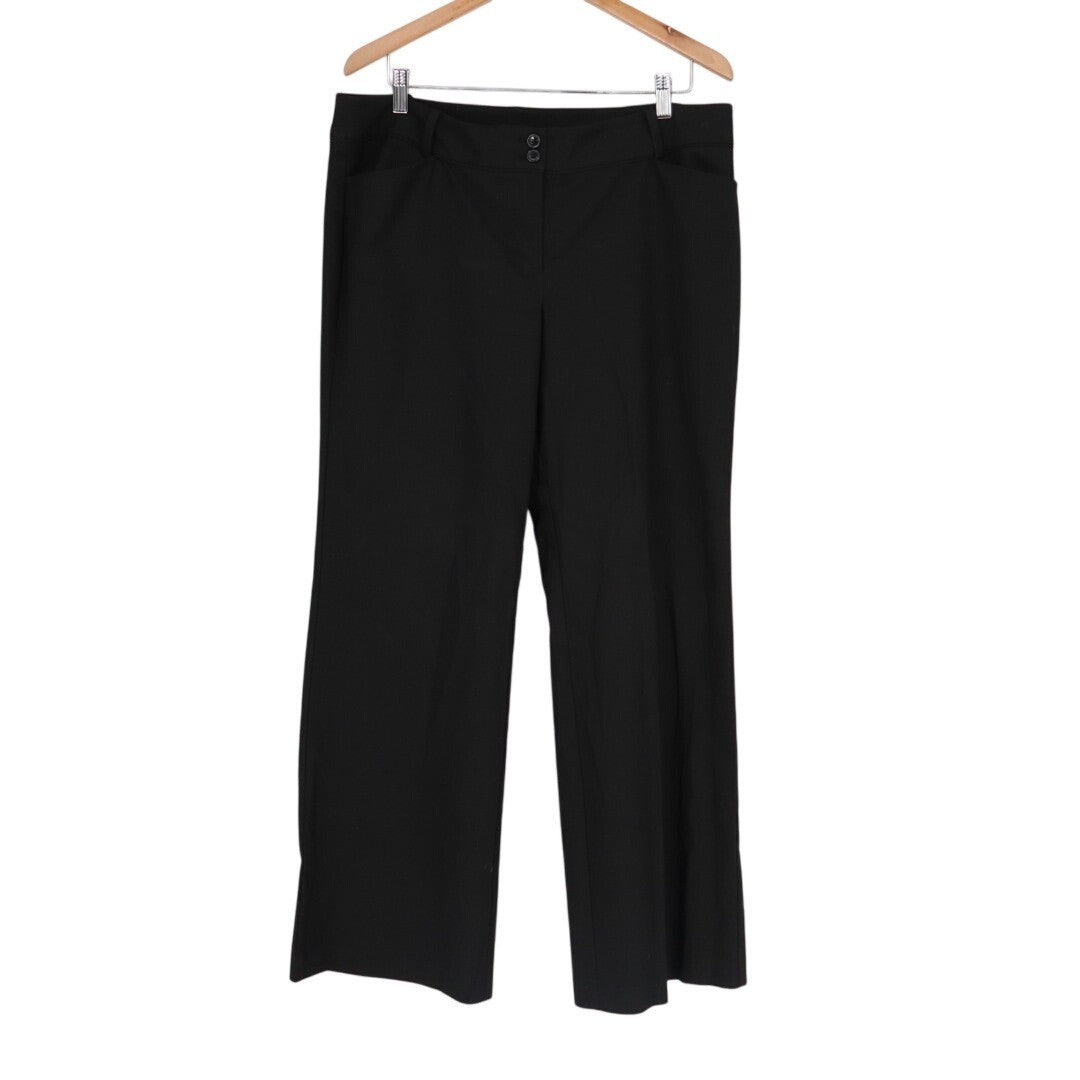 Ann Taylor Modern Chino Pants Womens 14 Black Low Rise Welt Pockets Wide Leg