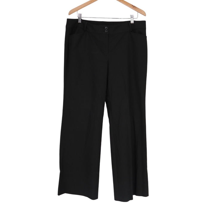 Ann Taylor Modern Chino Pants Womens 14 Black Low Rise Welt Pockets Wide Leg
