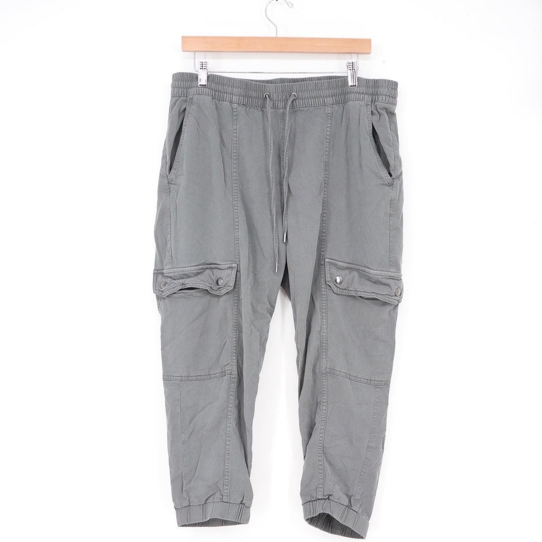 Banana Republic Gray Cargo Jogger Pants Petite Large Elastic Waist Drawstring L
