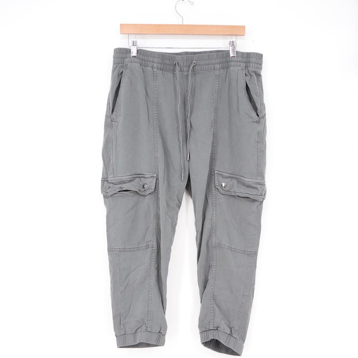 Banana Republic Gray Cargo Jogger Pants Petite Large Elastic Waist Drawstring L