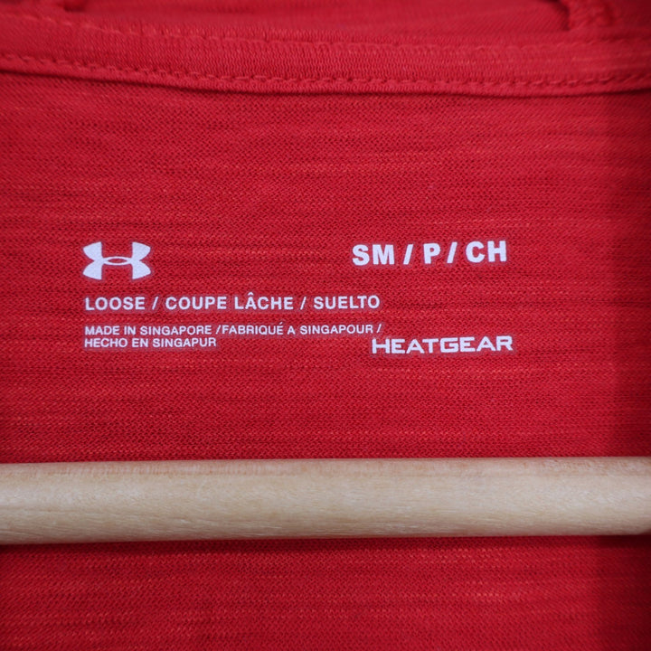 Under Armour HeatGear Womens Small Red Heathered Loose Fit Pullover Hoodie Shirt