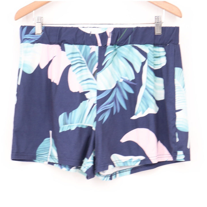 Ekouaer Mens Pajama Set Large Navy Tropical Banana Leaf Short Sleeve Button Down