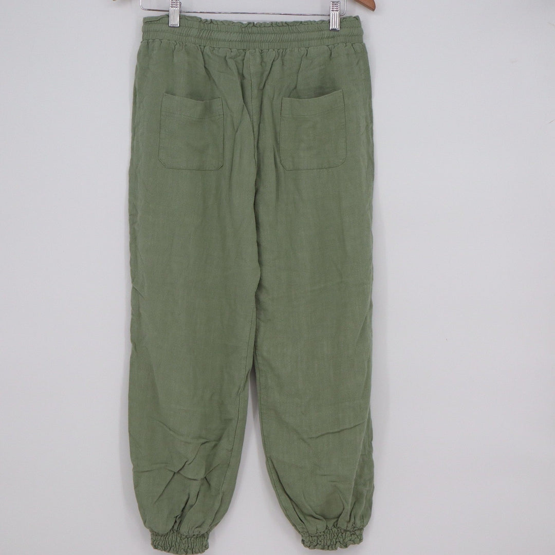 Stile Collection Olive Green Linen Blend Jogger Pants Womens Large