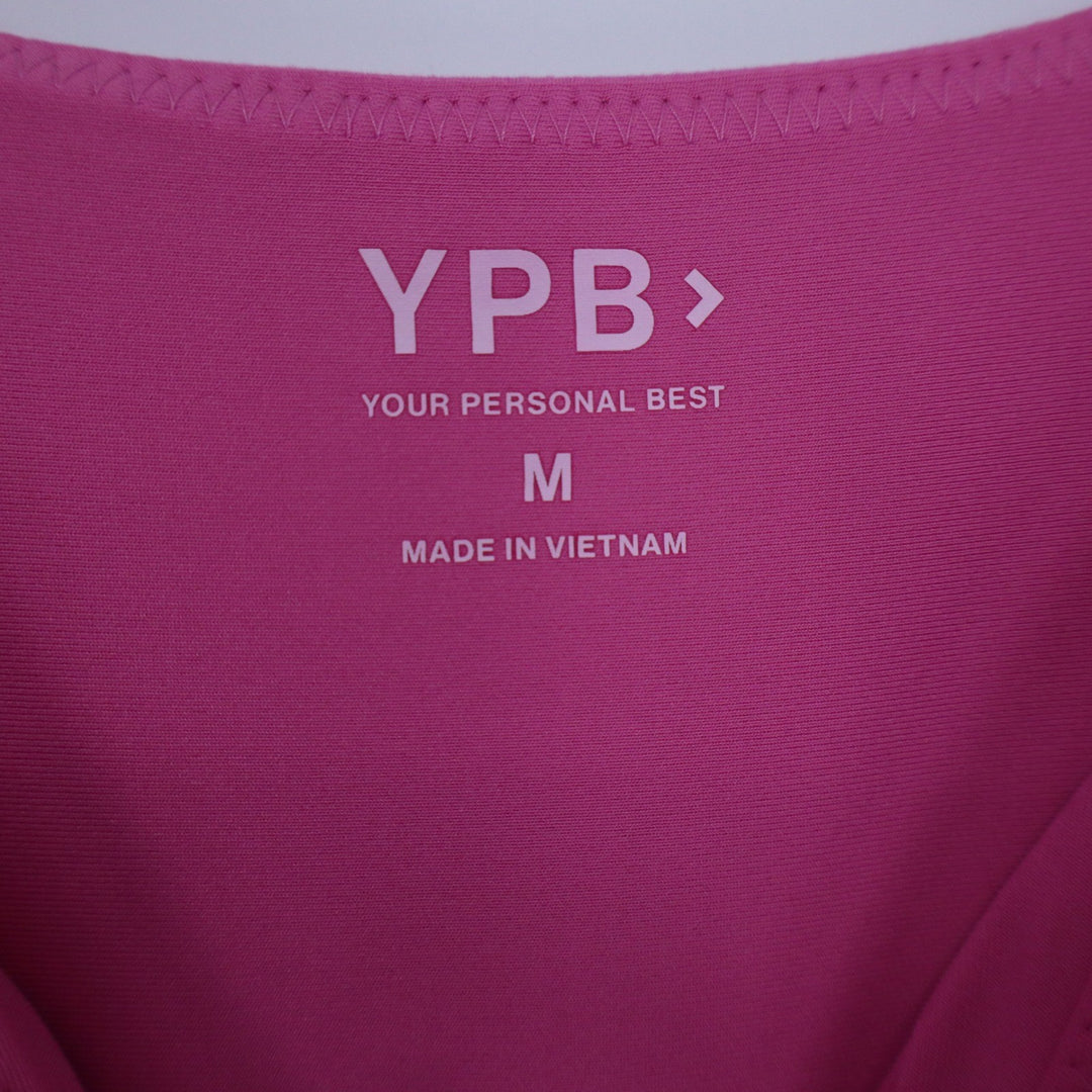 YPB Your Personal Best Pink Active Romper Square Neck Smocked Waist Medium