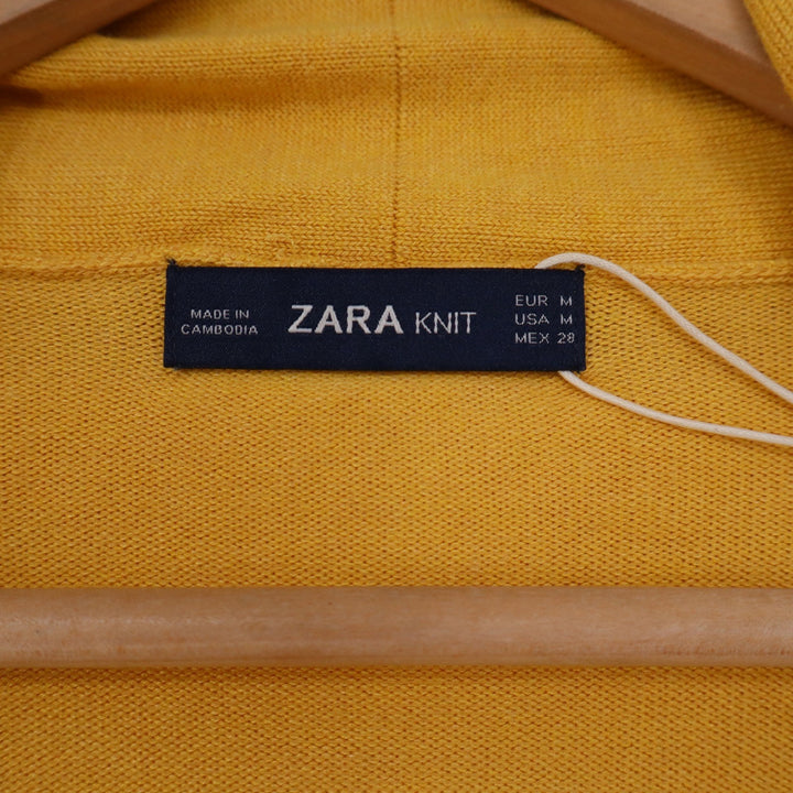 Zara Knit Women's Mustard Yellow Longline Belted Cardigan Sweater Size M